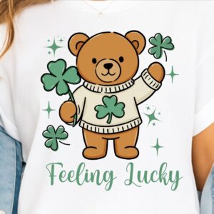 Feeling Lucky Teddy Bear St. Patrick's Day png, St Paddy Boy PNG, Kids St patricks png, Irish png, St Patricks Boy PNG,