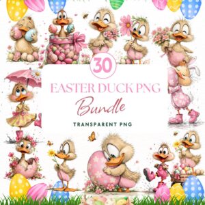 Easter Duck Clipart Bundle | Watercolor Spring Ducklings | Easter Watercolor Duck Bundle
