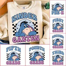 Retro Eeyoree Cartoon Back to School Bundle, Kindergarten, First Day Of School png, Bear and friends, First/Second/Third