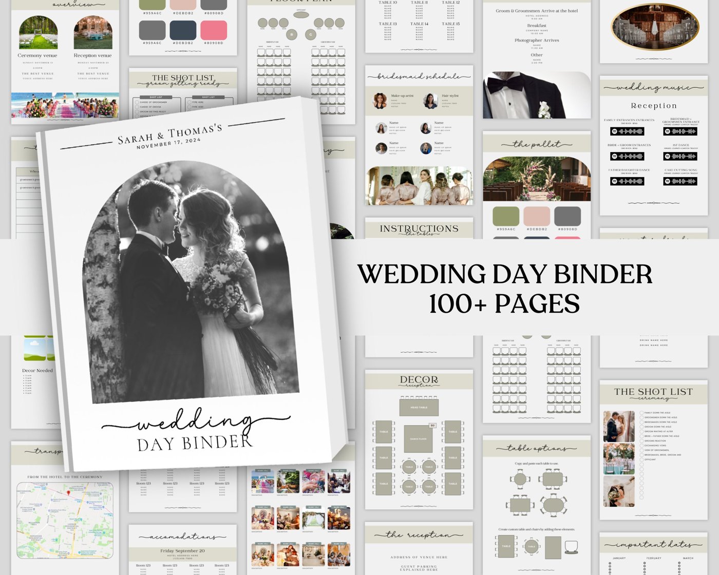The Ultimate Wedding Day Binder Template, Wedding Planner,Canva Edit, Wedding Template, Instant Download, Digital Templa