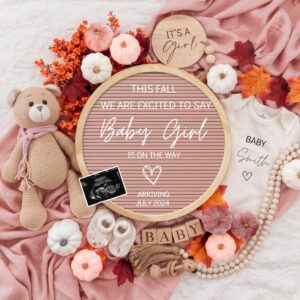 Girl Fall Pregnancy Announcement Digital, Autumn Baby Announce, Neutral, Instant Editable Template, Social Media, Gender