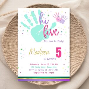 Editable High Five Birthday Invitation, High Five Invitation, High Five Template Download, Digital File Template Printab