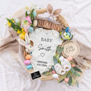Easter Pregnancy Announcement Digital, Spring Baby Announcement, Gender Neutral Template, April Boho Reveal, Easter is E