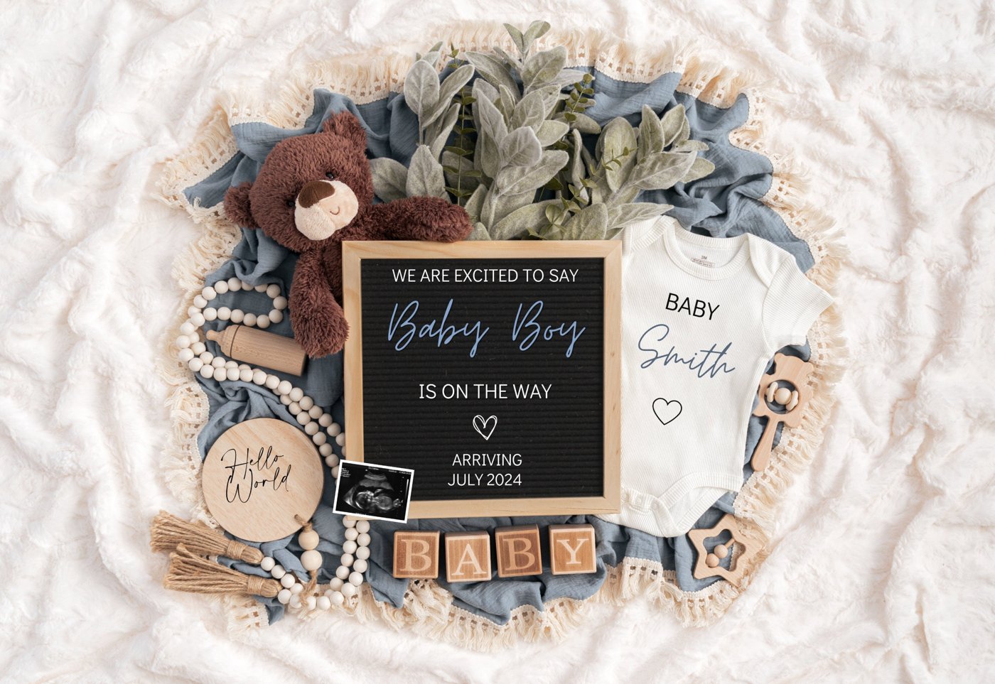 Baby Brother Digital Pregnancy Announcement, It's a Boy Gender Reveal Baby Announcement, Editable Template Gender Reveal