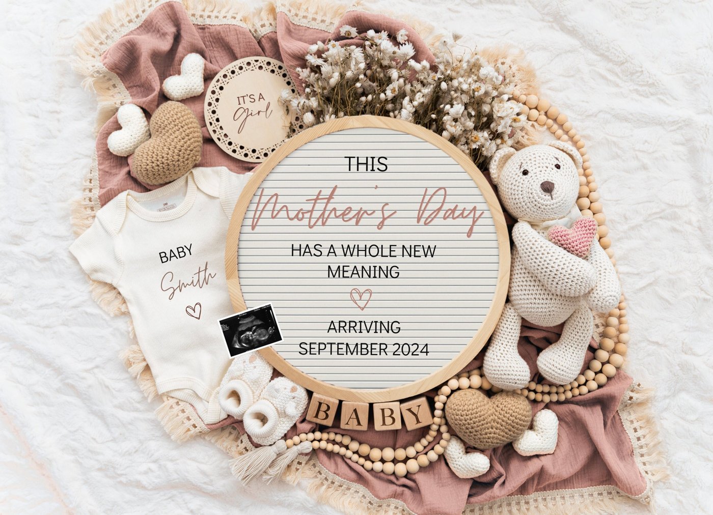 Mother's day Digital Pregnancy Announcement, Gender Neutral Editable Template, Floral Baby Announcement, Personalized ba