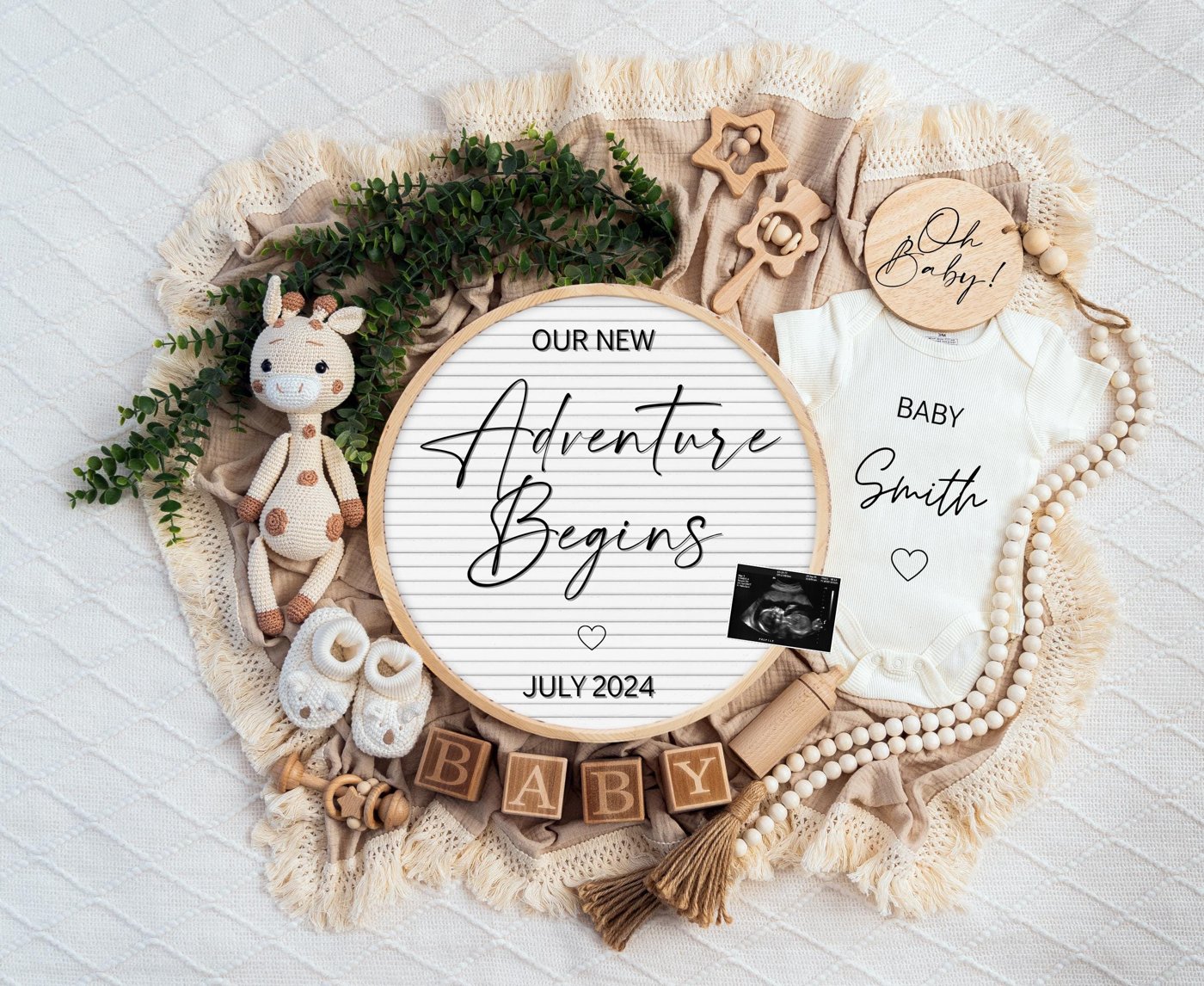 Digital Pregnancy Announcement / Pregnancy Reveal / Social Media / Gender Neutral / Facebook / Instagram / Boho / Person