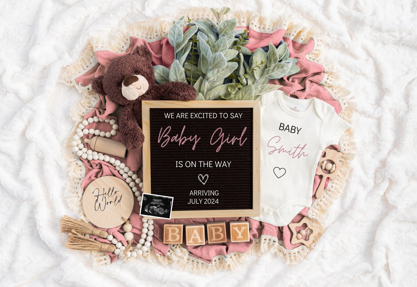 Baby Girl Digital Pregnancy Announcement, It's a Girl Gender Reveal Baby Announcement, Editable Template Gender Reveal f