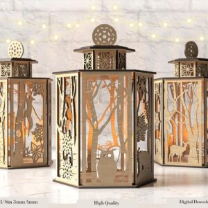Christmas Lantern SVG, Night Light Candle Holder, Table Centerpiece, Laser Cut Lampshade Digital Download, Table Candle