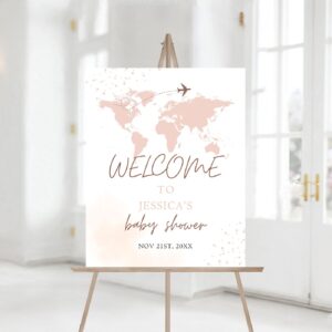 Editable Travel baby Shower Welcome Sign, adventure awaits Gender Neutral baby shower Welcome Sign, Printable Baby Showe