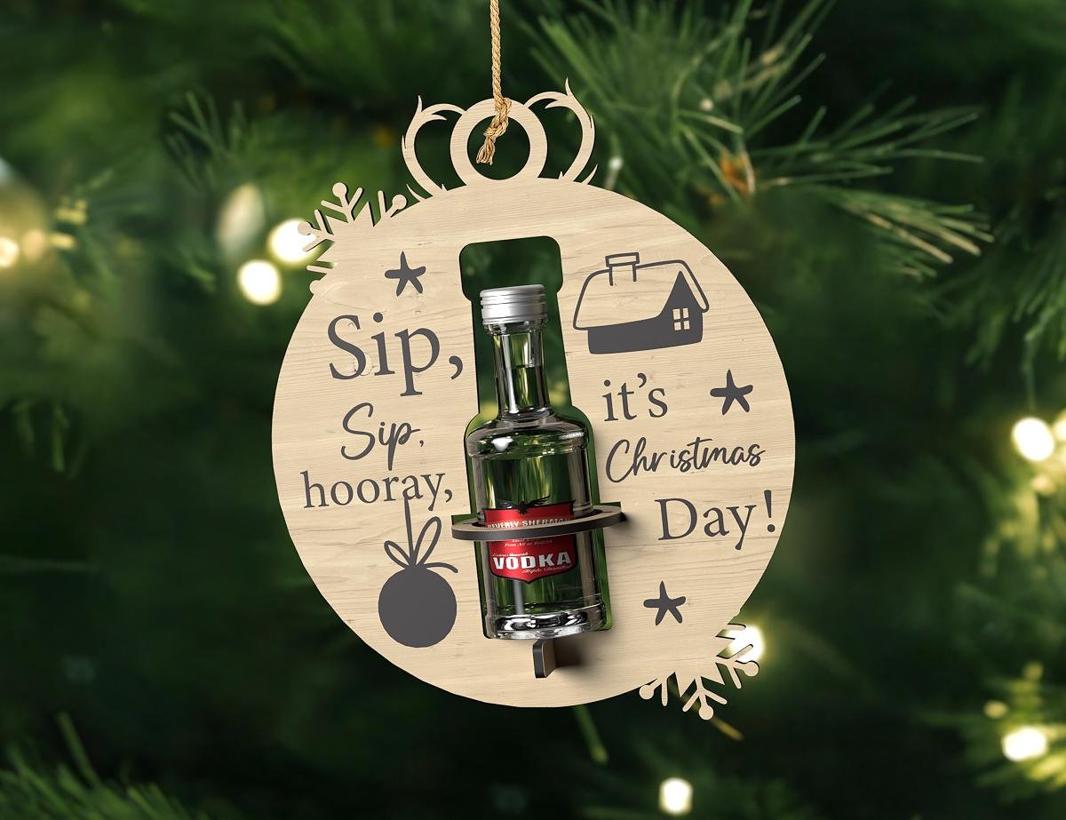Shooter Liquor Bottle holder Ornament Set SVG laser cut file , Christmas ornaments, Ornaments SVG, Best seller,Svg, Dxf