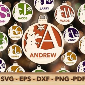 A to Z Christmas Balls svg, Monogram ornaments, Snowman svg,Snowman Ornaments svg, Christmas Ornament svg,Laser cut file