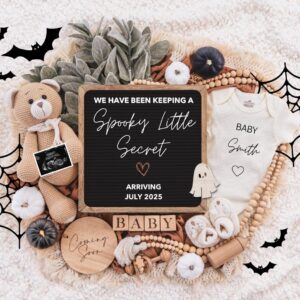 Halloween Digital Pregnancy Announcement, New Little Boo, Halloween Social Media, Instant Editable Template, Spooky Litt