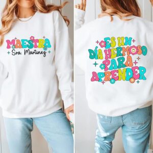 Retro Maestra Word Png, Teacher Custom name Png, Teacher Appreciation Gift, School Png, Teach Love Inspire, Spanish Teac