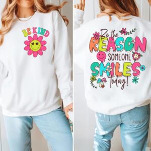 Be The Reason Someone Smiles Today PNG, Positive Quotes, Sublimation Design, Mental Health png, Flower, Bright Doodle Do