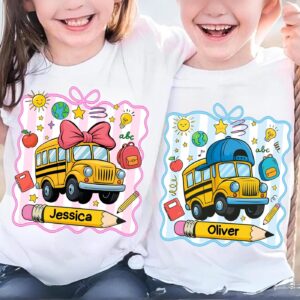 Custom Back to School Girl and boy Png, First Day Of School Png, Boy Girl School Png, School Bus Png, School for Boys Gi