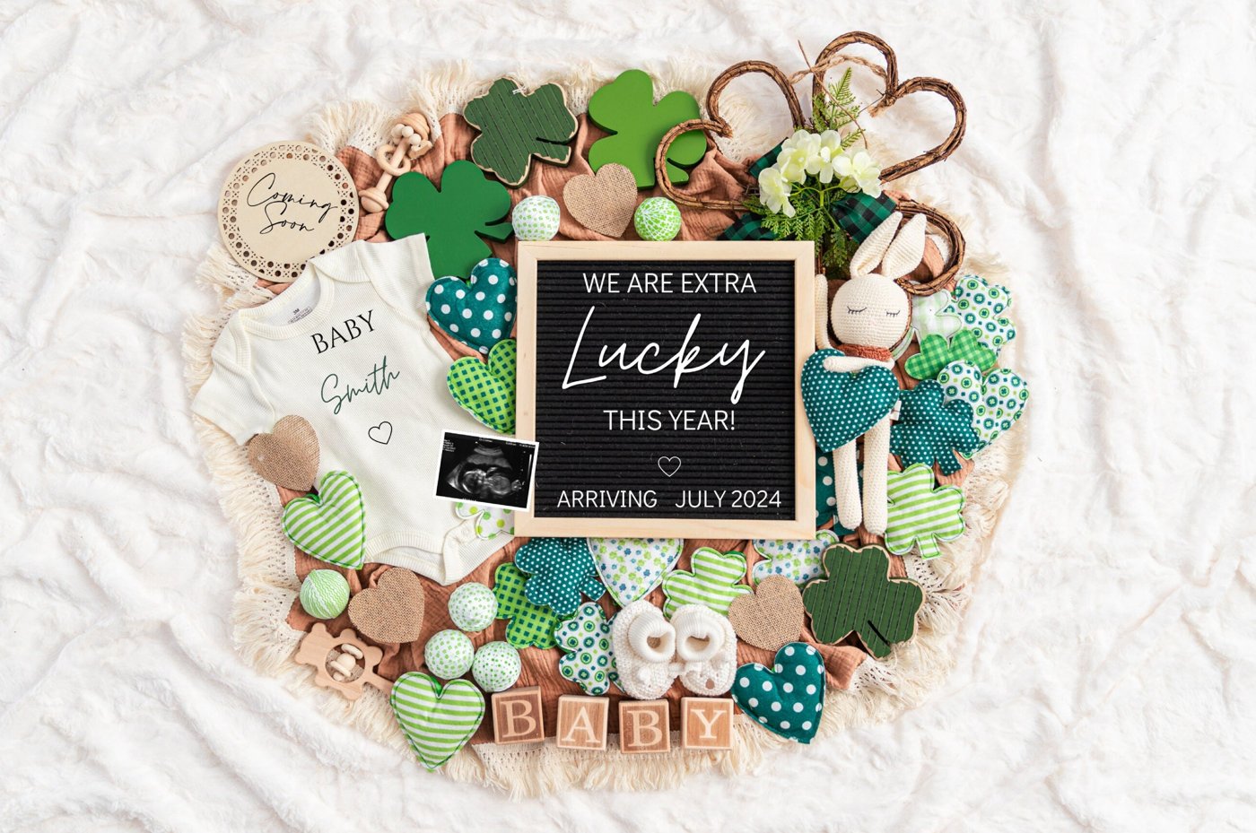 St. Patrick's day Digital Pregnancy Announcement Baby Announcement Editable Template Social Media Extra Lucky Pr