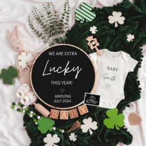 St. Patrick's day Digital Pregnancy Announcement Baby Announcement  Editable Template Social Media  Extra Lucky  Pr