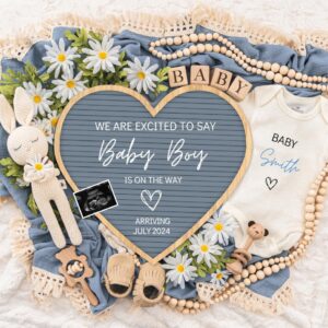 Boy Pregnancy Announcement Digital Baby Announcement Boy Gender Reveal Social Media Reveal Editable Template Its a Boy L