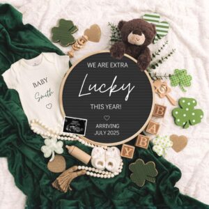 St. Patrick's day Digital Pregnancy Announcement Baby Announcement  Editable Template Social Media  Extra Lucky  Pr