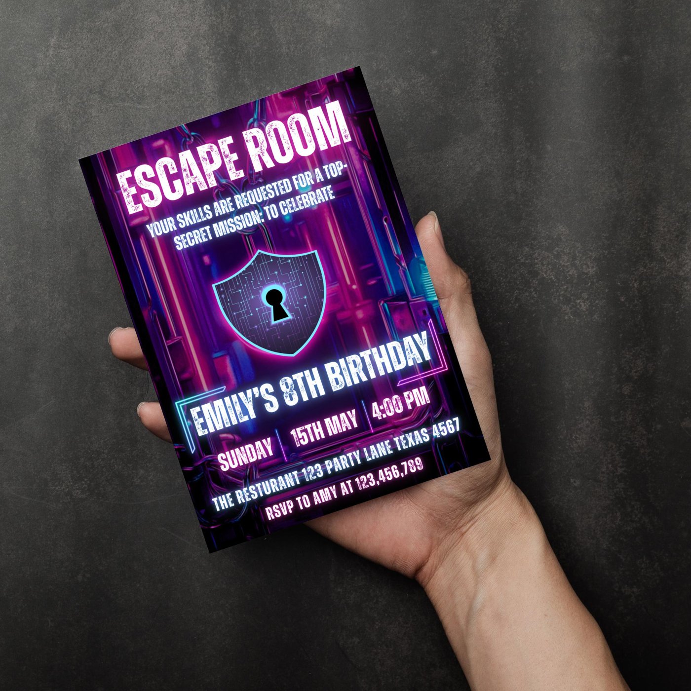 Escape Room Birthday Invitation Template, Mystery Party Design, Gender-Neutral Theme for Preteens and Teens, Digital Esc