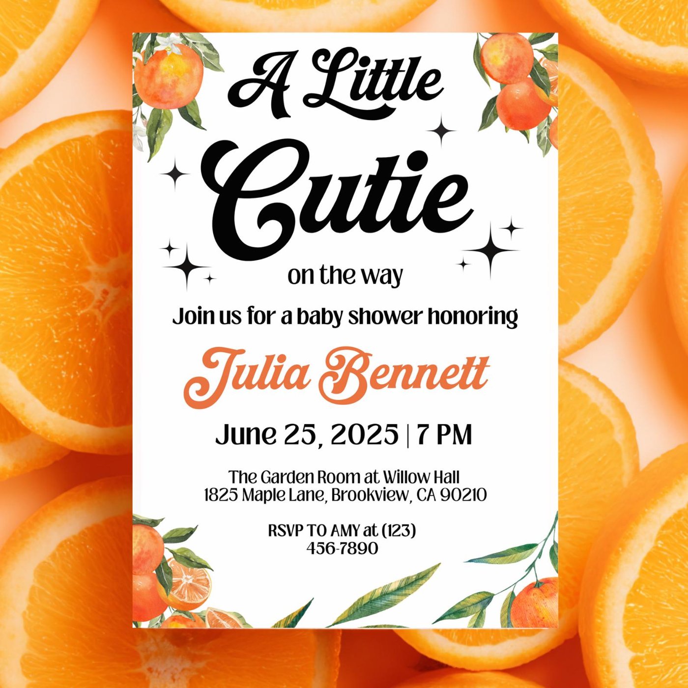 Little Cutie Baby Shower Bundle – Gender-Neutral Editable Templates, "A Little Cutie is on the Way" Instant Canva Downlo