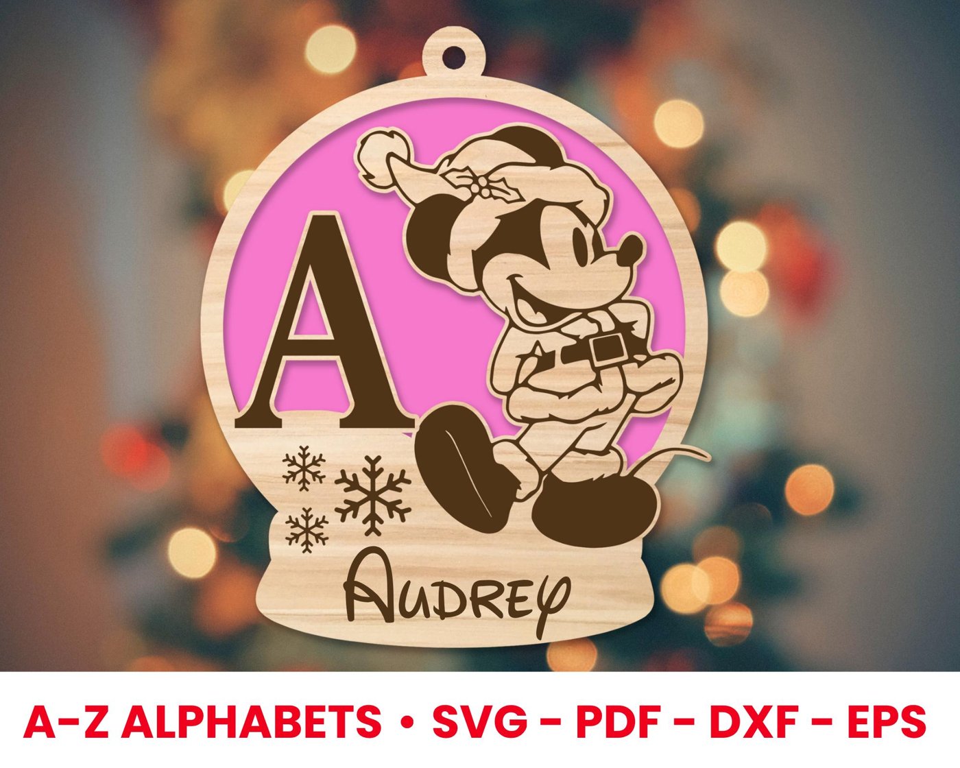 Personalized Micey Mouse Christmas Balls svg, Micey mouse cartoon Ornament svg, Laser cut files, Monogram Alphabet Custo
