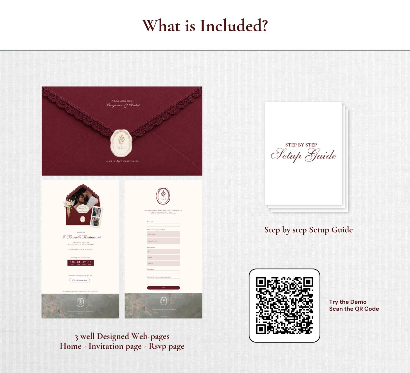 Save the Date Website Template | Elegant Burgundy Save the Date | Digital Wedding Invitation with RSVP | Instant Digital