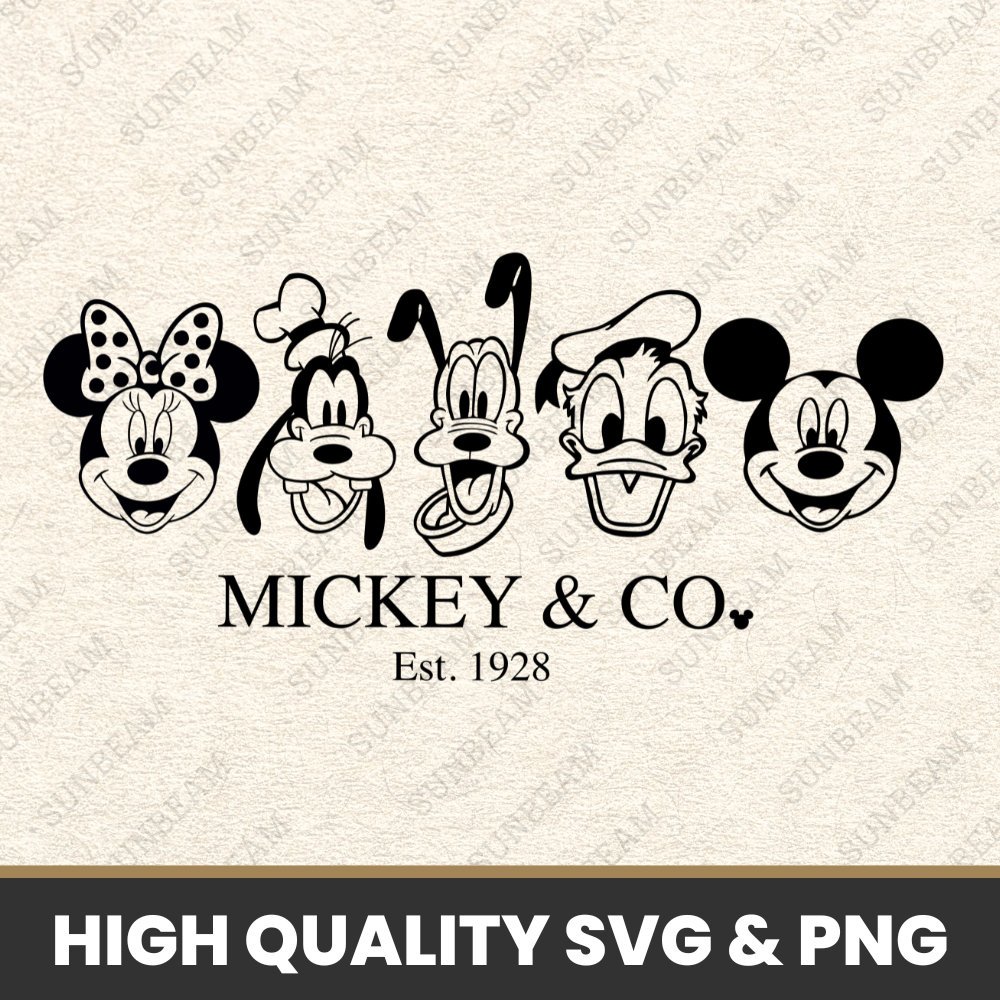 Mickeyy and co est 1928 SVG , Mickeyy & Friends, Dis ney SVG, Svg Files For Cricut, Magic Kingdom, Mickeyy Png, Digital