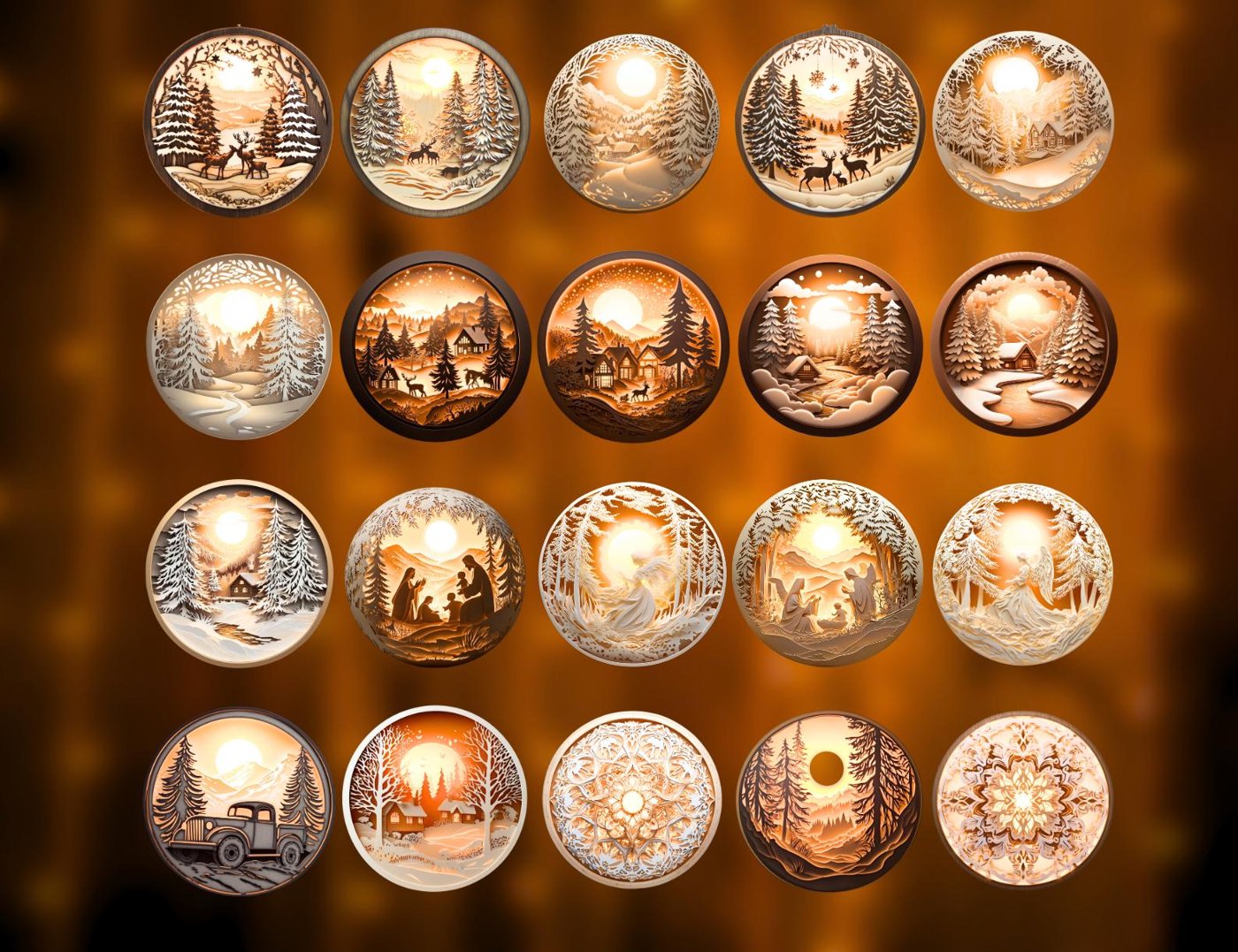 50 gold Christmas Ornaments, Tree Decorations Craft Set, Hanging Bauble with Snowy Scene, Christmas ornaments, best sell