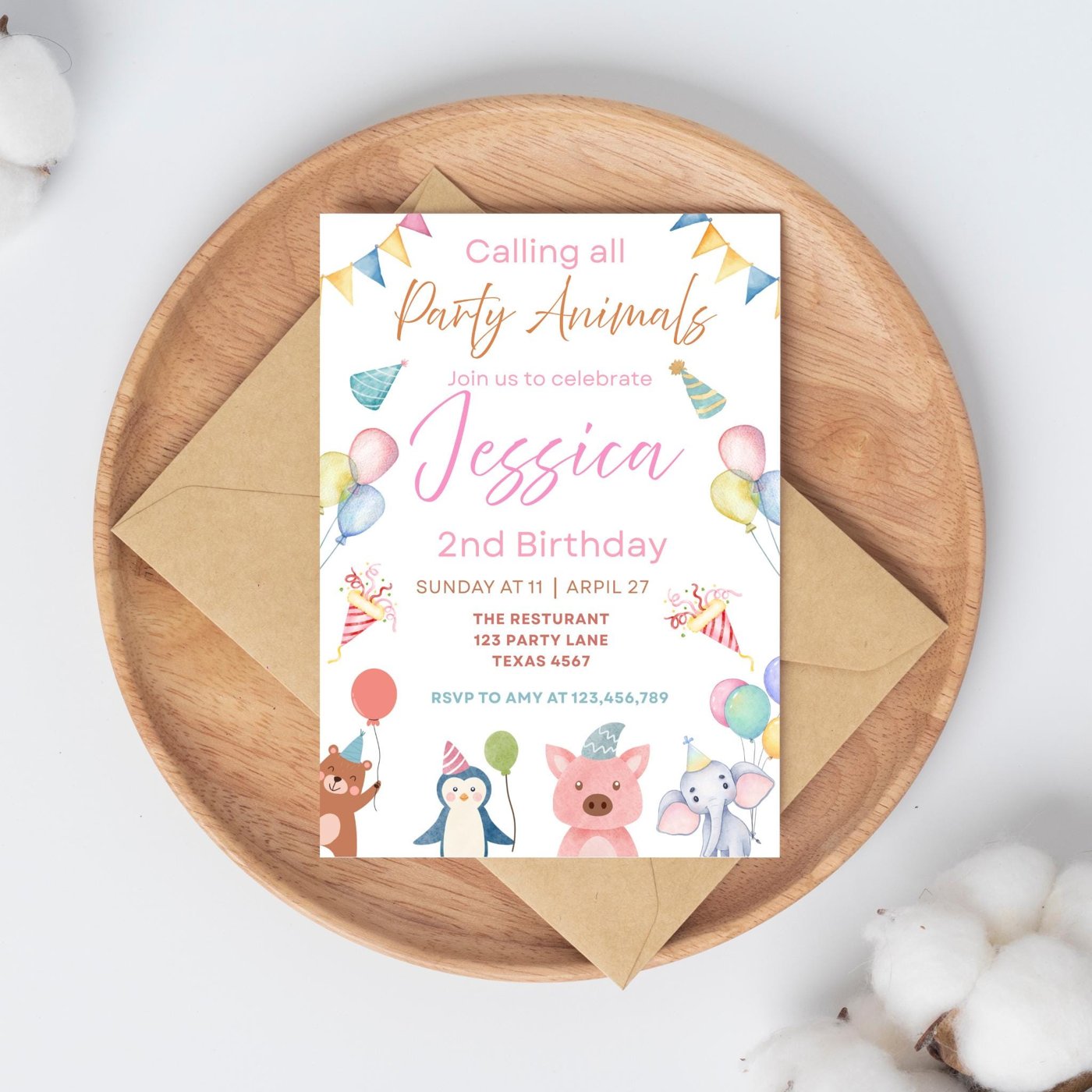 Editable Safari Birthday Invitation – Jungle & Wild Animals Theme – Safari Theme Birthday – Perfect for a Safari Party S