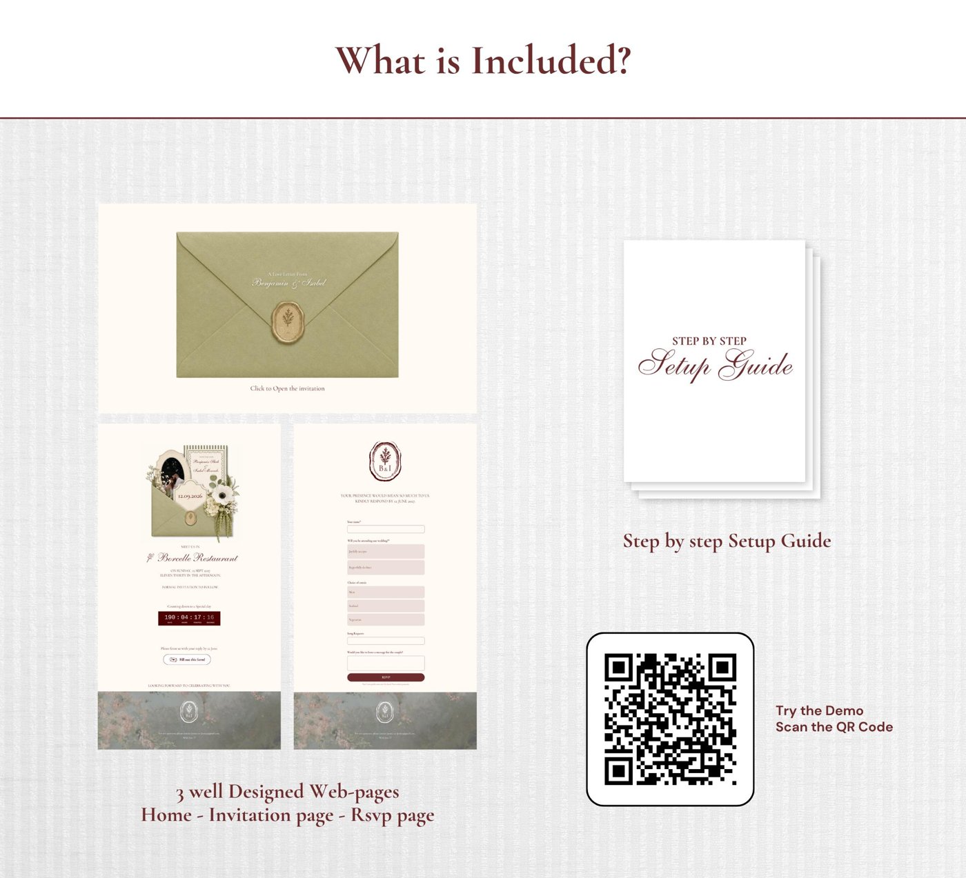 Save the Date Website Template | Elegant Olive Green | Digital Wedding Invitation with RSVP | Instant Download