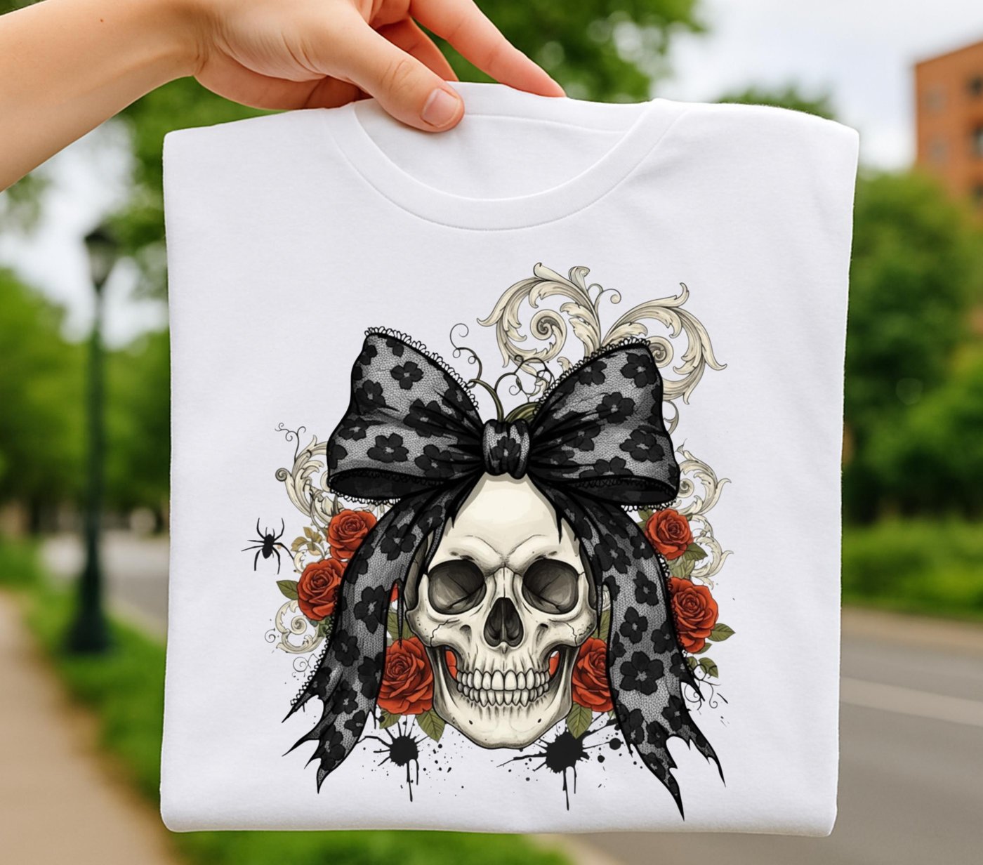 Halloween Skull with Bow Png, red balloon Halloween png, Girly Halloween png, Spooky Season Png, Halloween Vibes