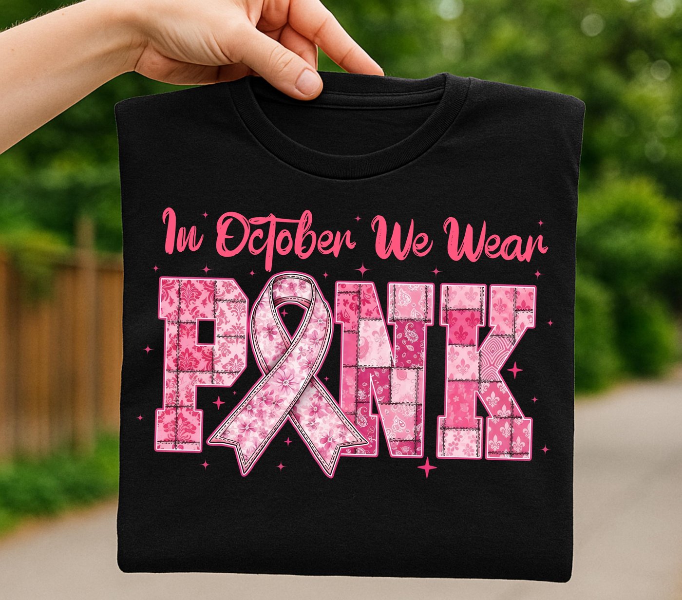 In October we wear pink Png, Breast Cancer Png, Pumpkin Faux Glitter Png, Pink ribbon Png, Pumpkin Splatter Png, Breast
