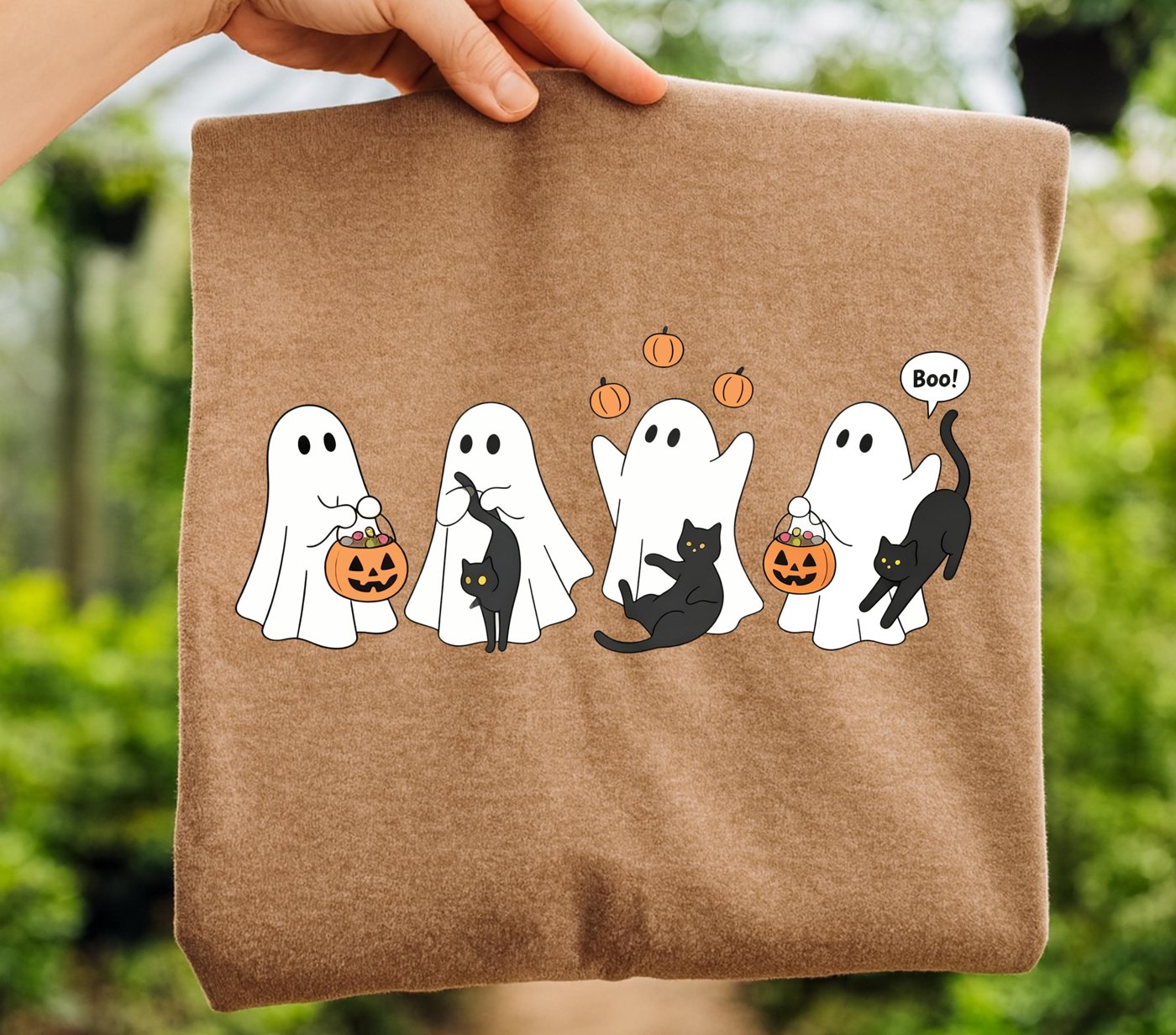 Spooky Boo and cats Png, red balloon Halloween png, Girly Halloween png, Spooky Season Png, Halloween tote bag design