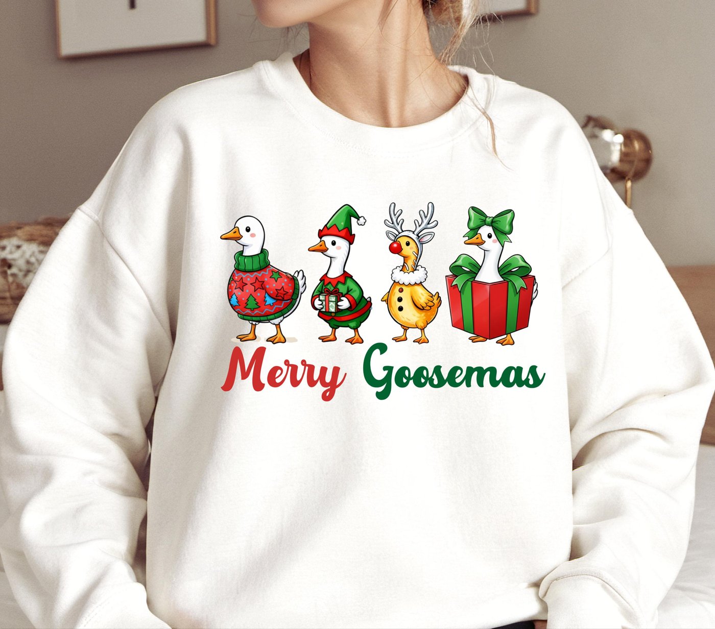 Merry Goosemas Png, Funny Christmas Goose PNG, Retro Holiday Humor Design, Sarcastic Xmas Shirt, Trendy Christmas Tree S