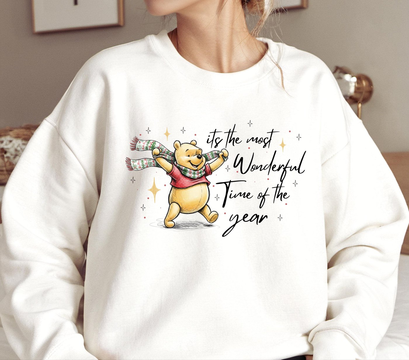 Christmas Pooh its the most wonderful time of the year Png, Cute Christmas PNG, Preppy Christmas Brushstroke Png, Holida