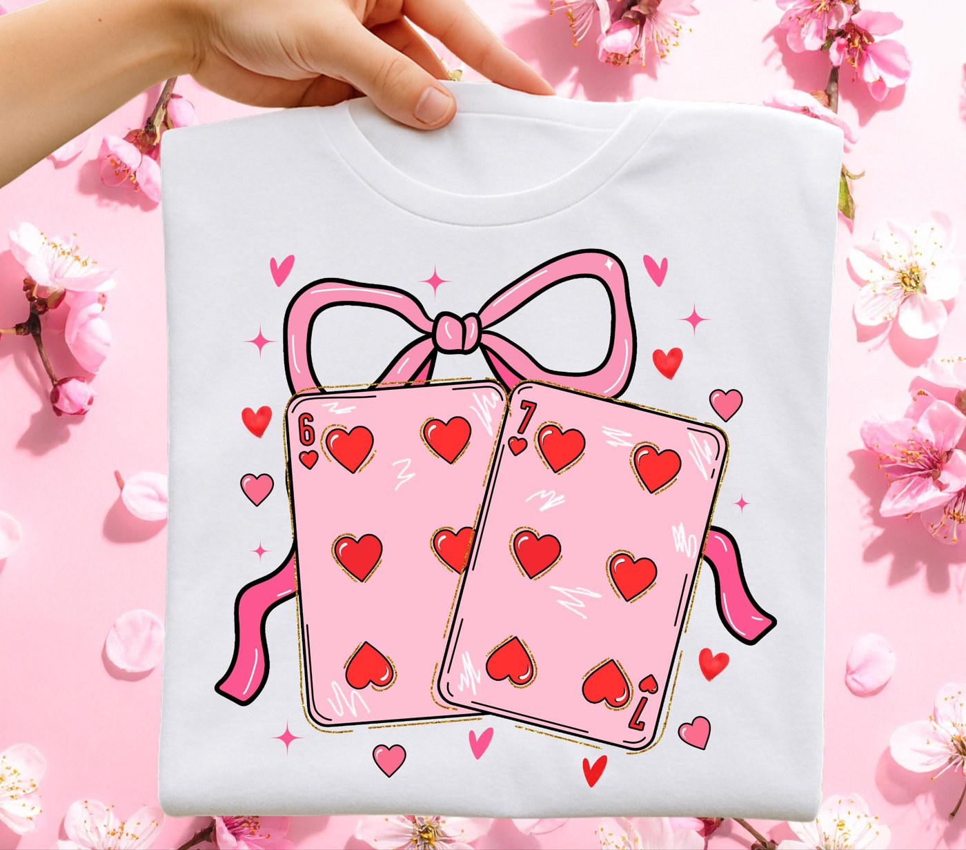 Valentine 67 playing cards PNG, Pink Red Heart Coquette Design, Valentines day png, Retro Girly Valentine Shirt Png, Tre