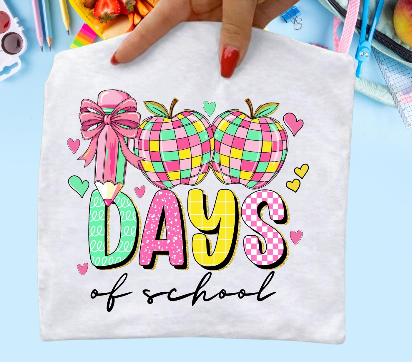 100 Days of School Png, 100 Days Smarter png, Preppy School Teacher Png, Student Png, Little miss 100 Days Smarter, Digi