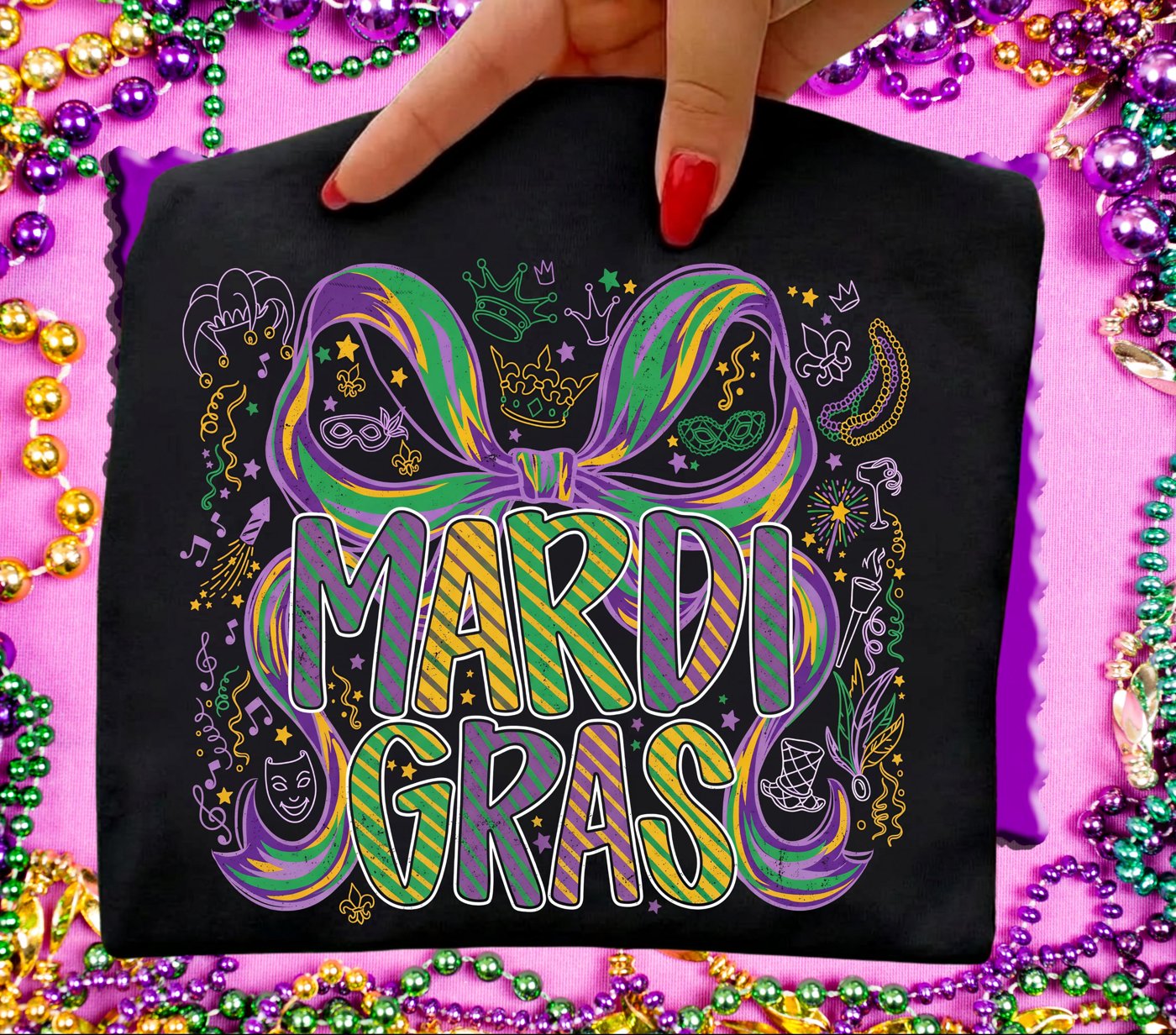 Mardi Gras Png, Hand Drawn, Brushstroke Mardi Gras Png, Fleur De Lis Png, Mardi Gras Coquette Bow png, Happy Mardi Gras