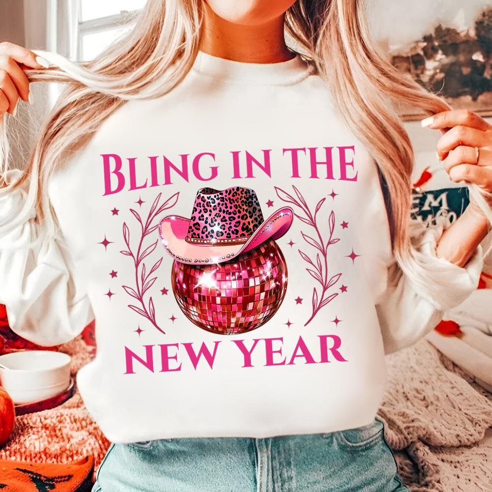 Pink New Year 2025 PNG Bundle Coquette Bow Retro Disco Ball 2025 Era Same Me Bigger Goals Good Vibes PNG Champagne And