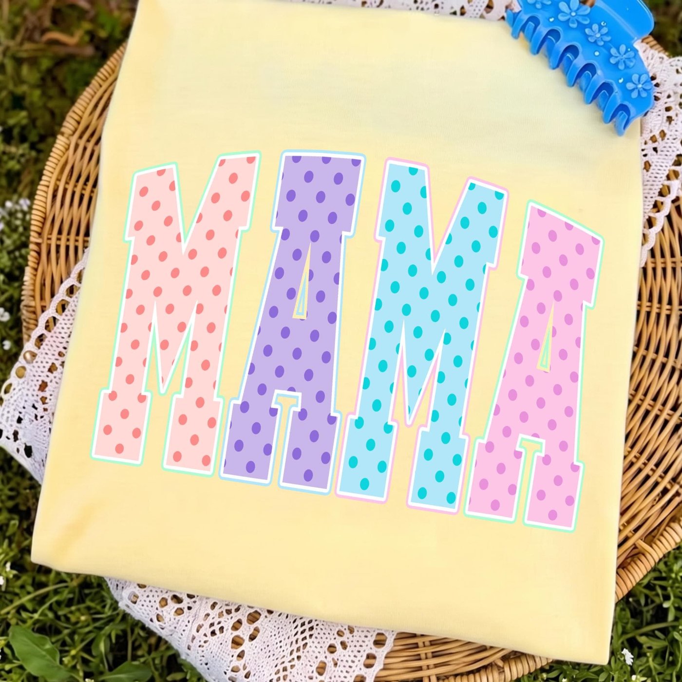 Polka Dots Mama PNG Bundle Coquette Neon Girly Grandmacore Sublimation Design Mother's Day Preppy Alphabet Clipart Vinta