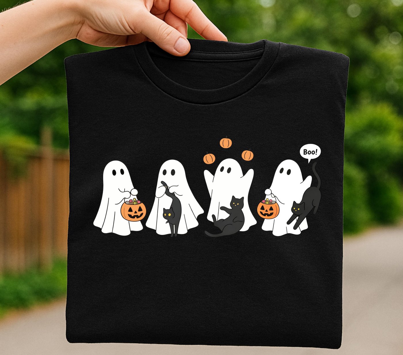 Spooky Boo and cats Png, red balloon Halloween png, Girly Halloween png, Spooky Season Png, Halloween tote bag design