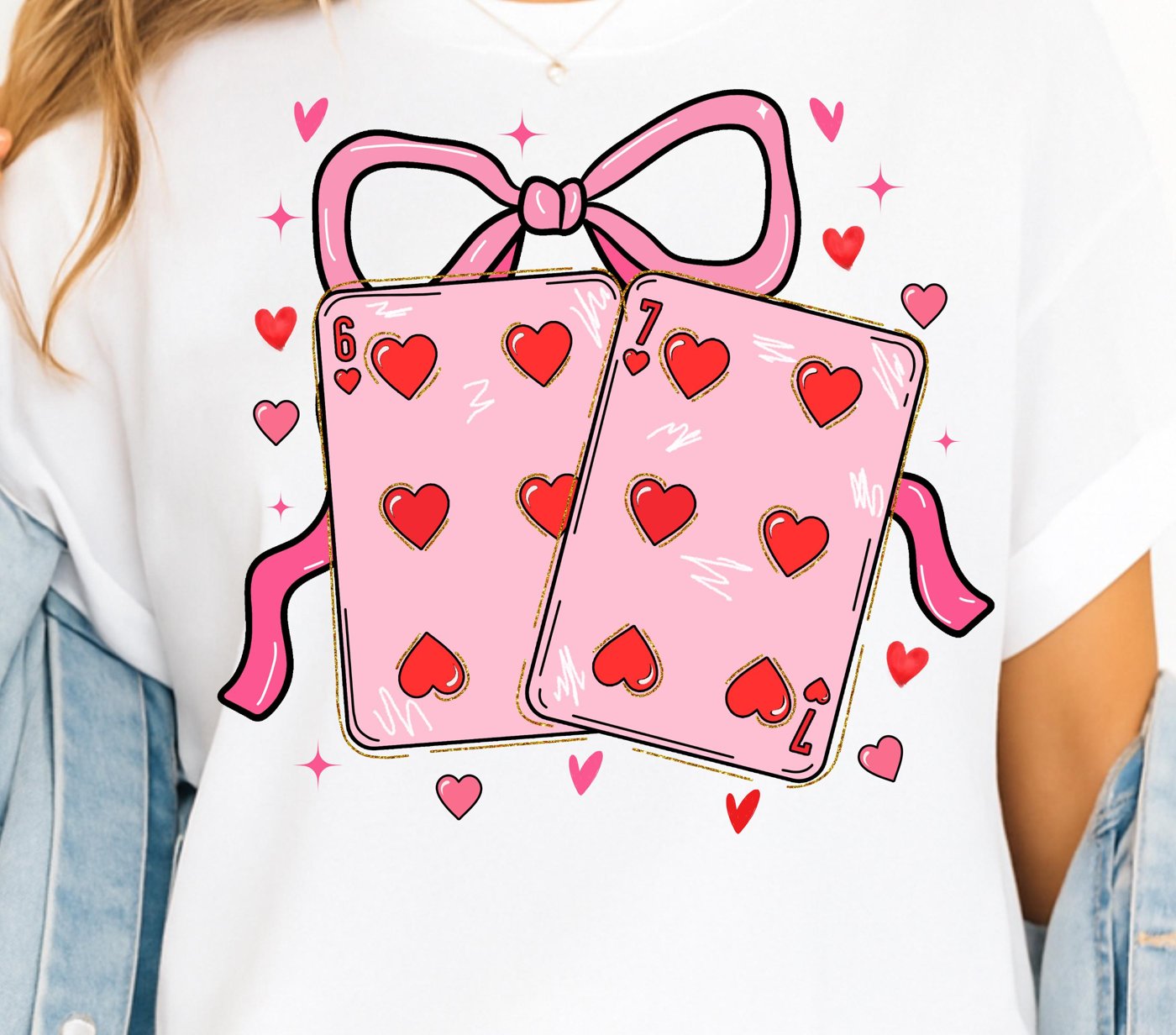 Valentine 67 playing cards PNG, Pink Red Heart Coquette Design, Valentines day png, Retro Girly Valentine Shirt Png, Tre