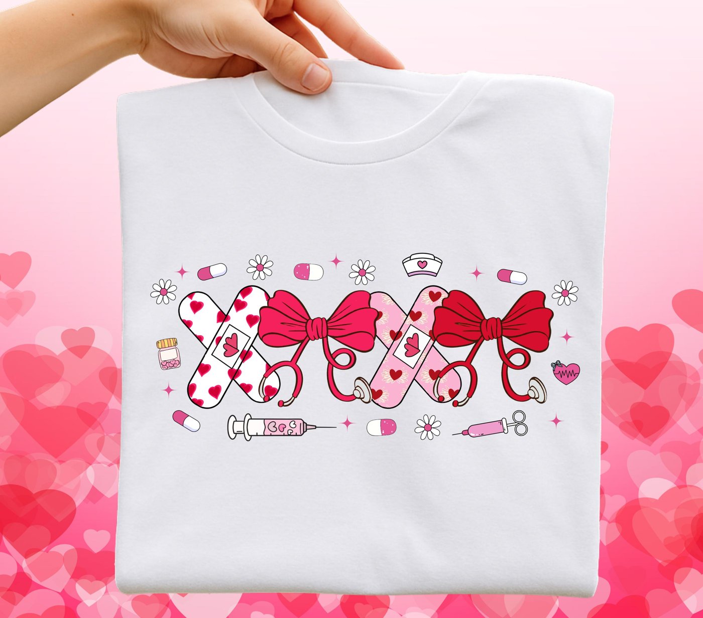 Pink Valentine Nurse Png, Valentine Nurse Coquette Png, Nurse Valentines Shirt Design, Valentines Day PNG, Cupids Favori