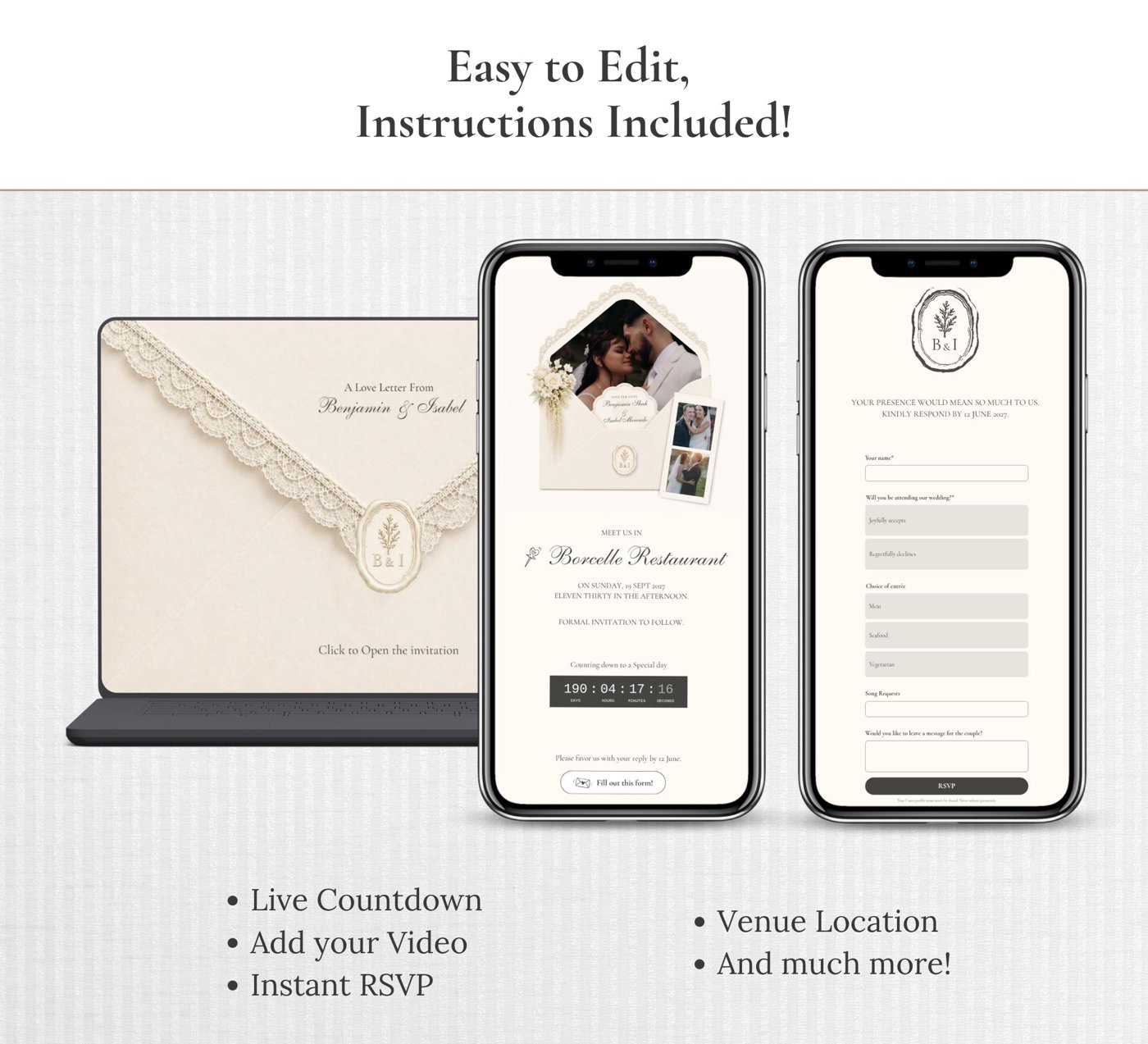Elegant Save the Date Website Template | Pearl & Ivory Save the Date Website | Digital Wedding Invitation with RSVP | In