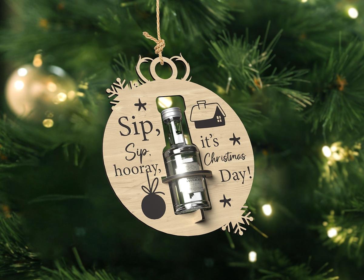 Shooter Liquor Bottle holder Ornament Set SVG laser cut file , Christmas ornaments, Ornaments SVG, Best seller,Svg, Dxf
