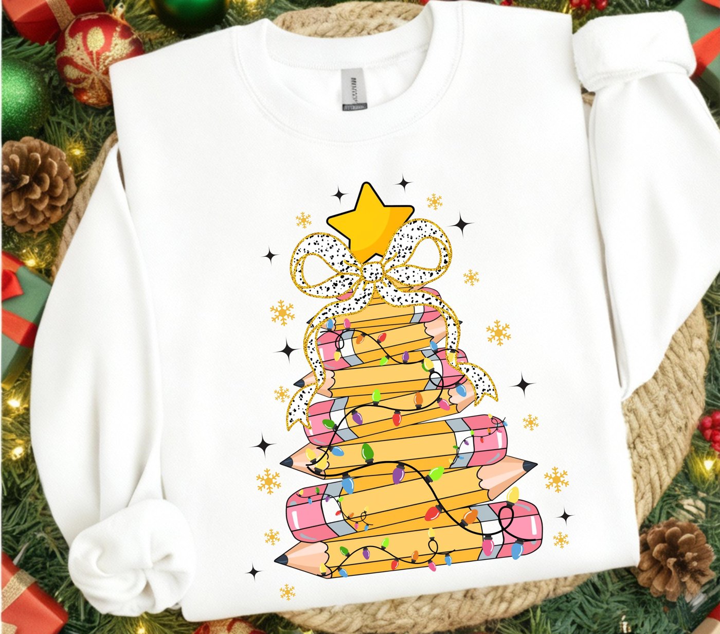 Christmas Pencil Tree Teacher Png, Teacher Christmas Shirt Design, Gift for Teacher, Merry Teacher Png, Teacher Coquette
