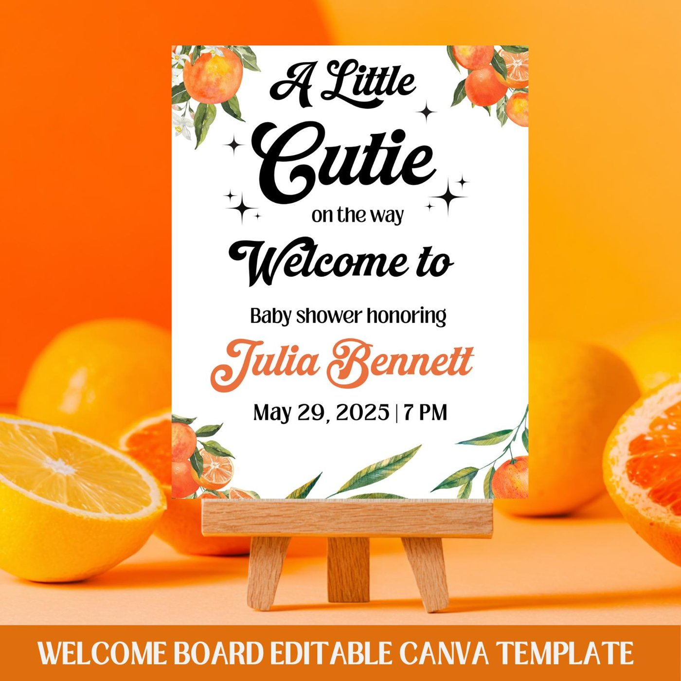 Little Cutie Baby Shower Bundle – Gender-Neutral Editable Templates, "A Little Cutie is on the Way" Instant Canva Downlo