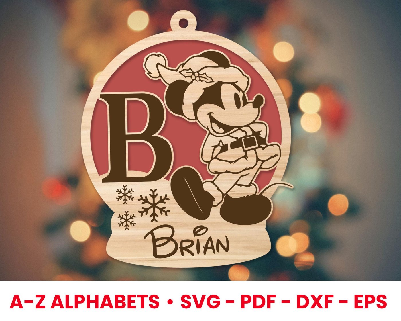 Personalized Micey Mouse Christmas Balls svg, Micey mouse cartoon Ornament svg, Laser cut files, Monogram Alphabet Custo