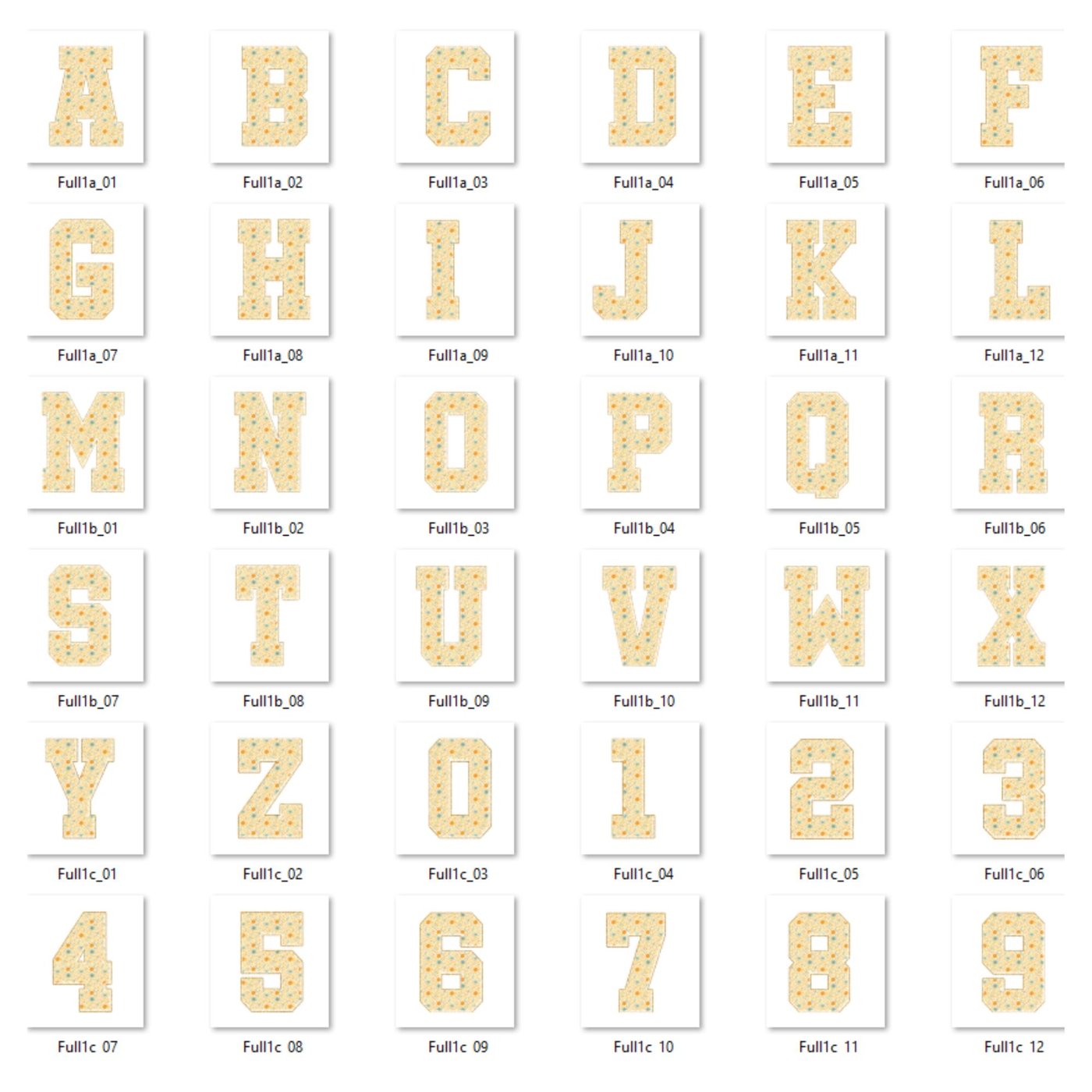 Autumn Gingham Floral Alphabet PNG Bundle, Crafts & Seasonal Design, Fall Aesthetic Rustic Letters Clipart for Sublimati